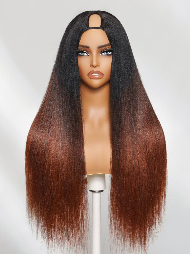 Beautyforever Ombre Reddish Brown Yaki Straight EasiContour V-Part Glueless Human